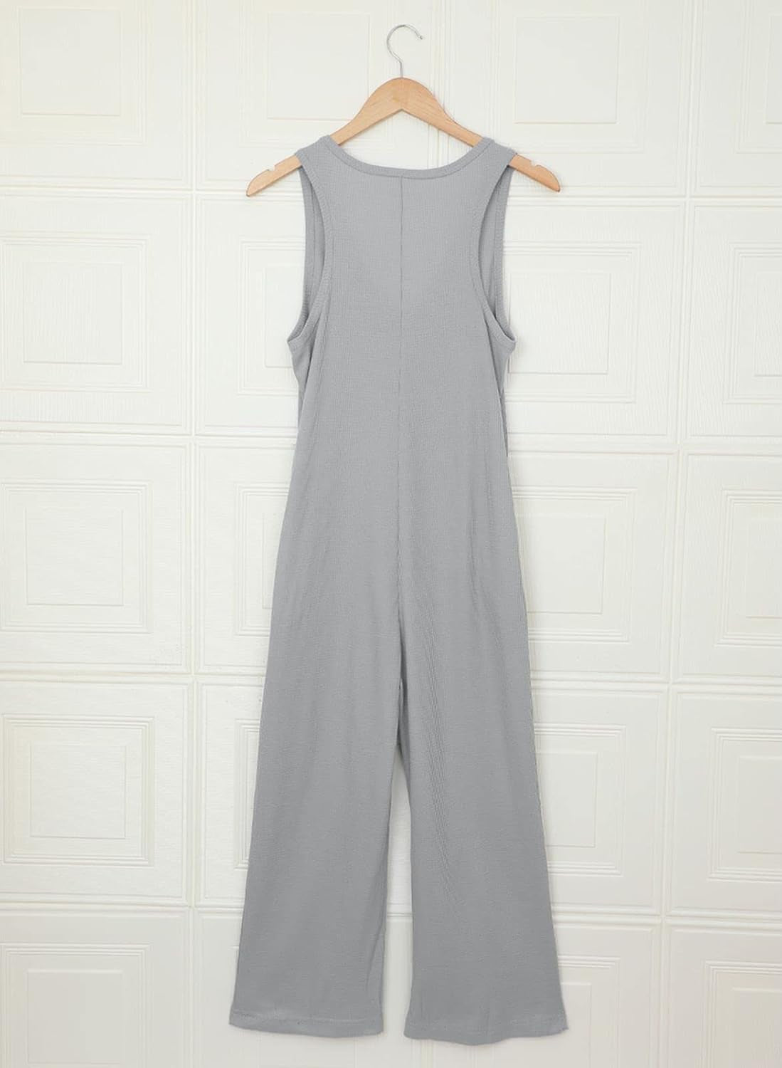 Womens Sleeveless Button down Tank Jumpsuit High Waist Wide Leg Long Romper with Pocket,Small Black