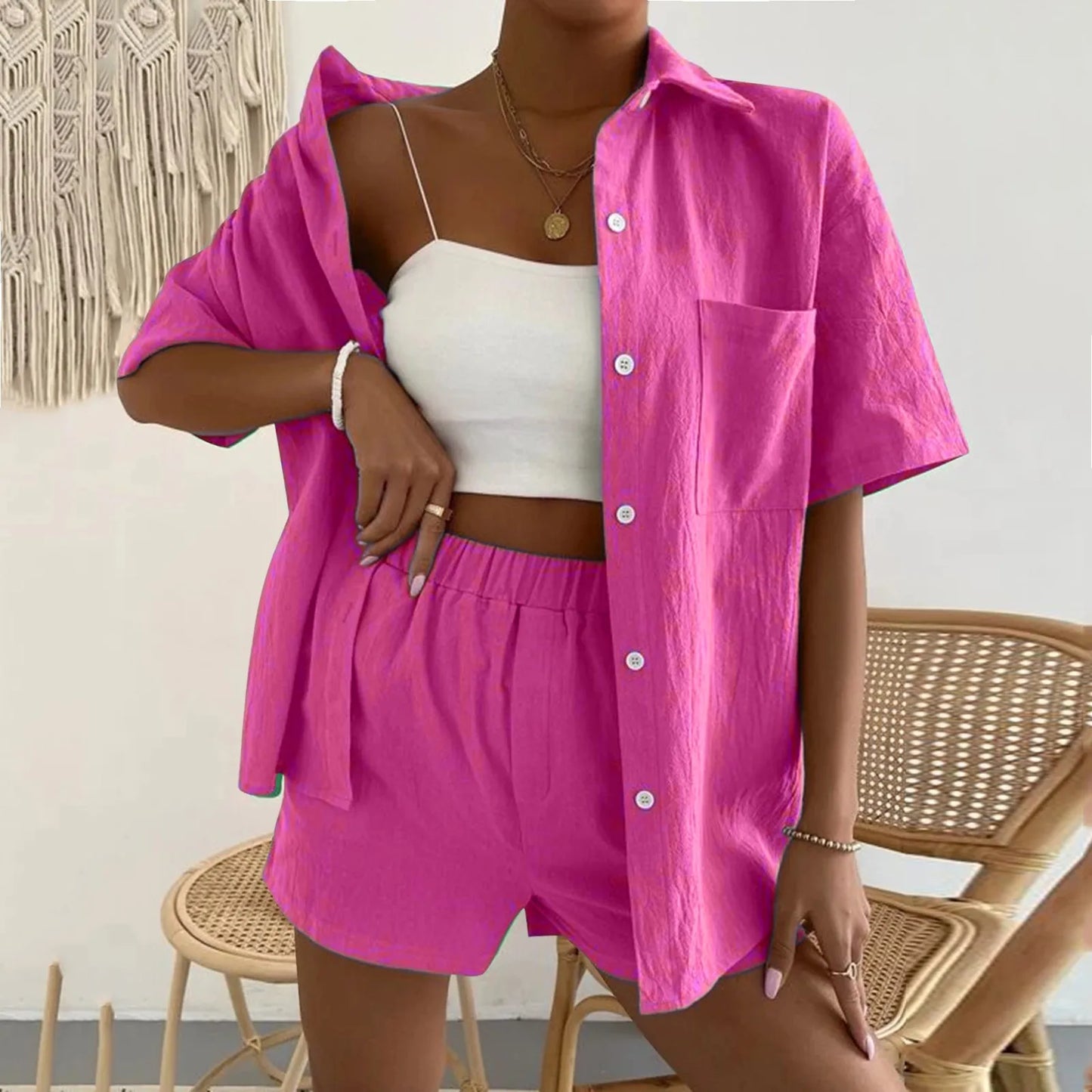 Casual Shorts And Top Two Piece Set