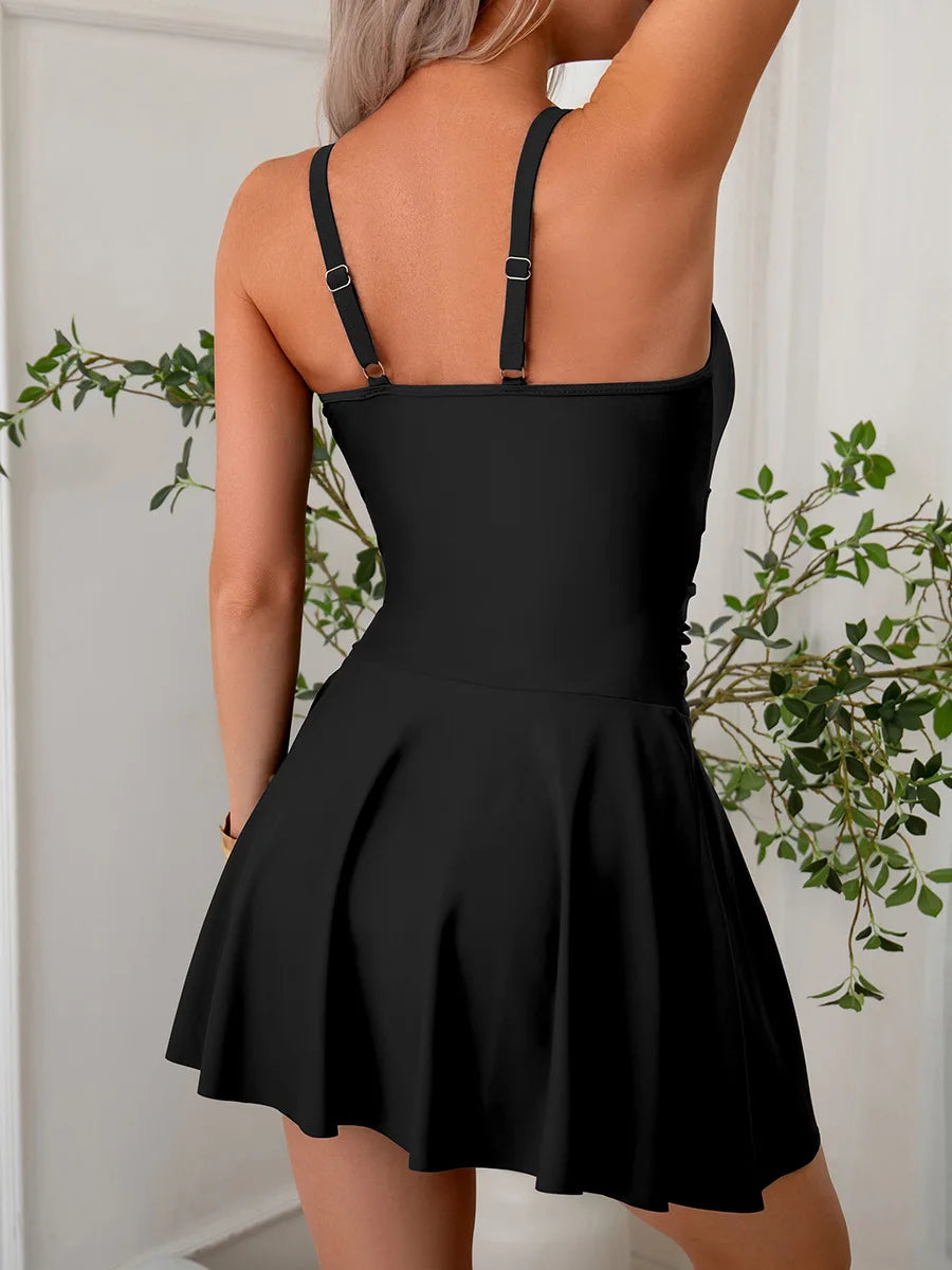 Pleated Bikinis One Piece Swimsuit