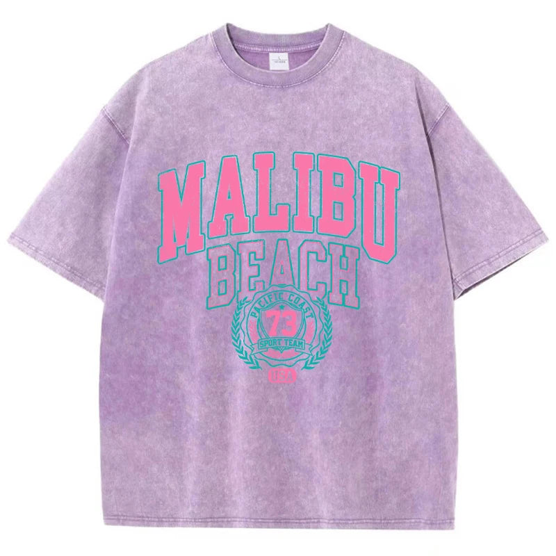 Malibu Beach Washed Crewneck Oversized Tees