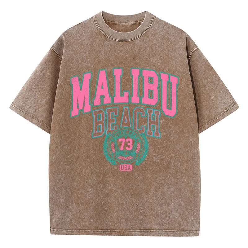 Malibu Beach Washed Crewneck Oversized Tees