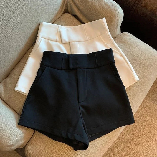 High Waist White A Line Wide Leg Shorts