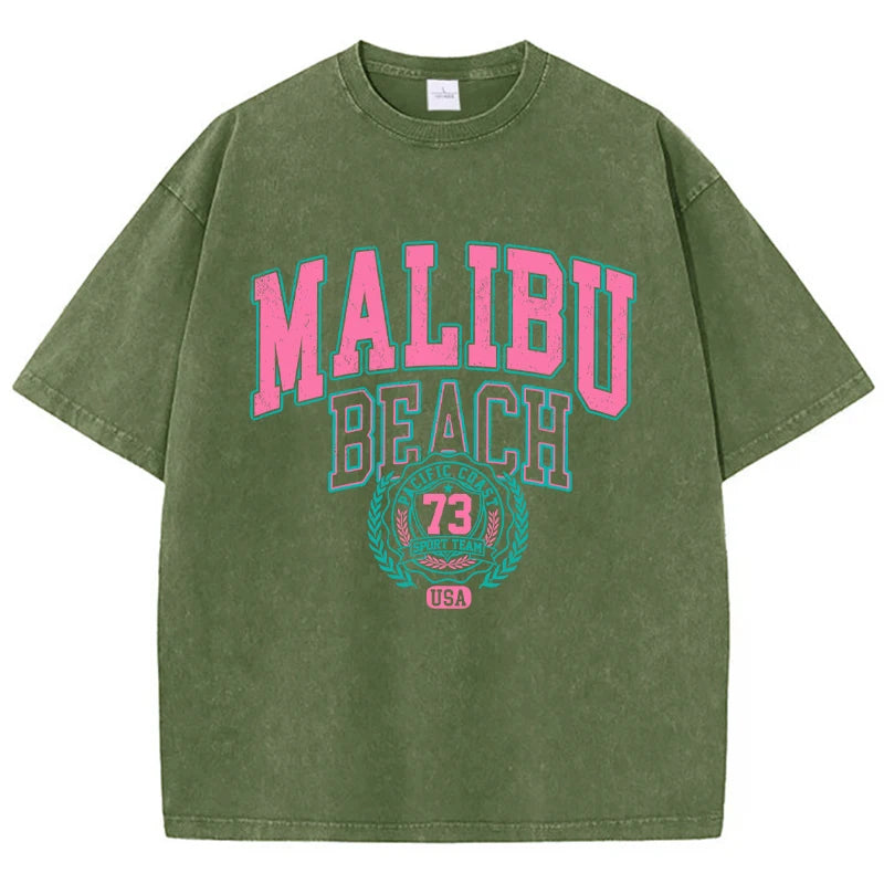 Malibu Beach Washed Crewneck Oversized Tees