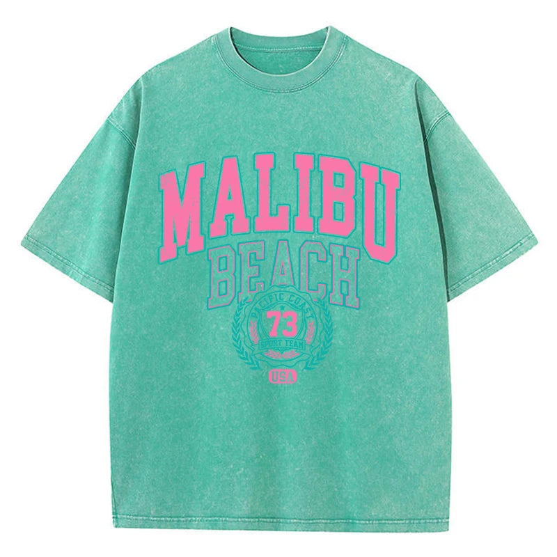 Malibu Beach Washed Crewneck Oversized Tees