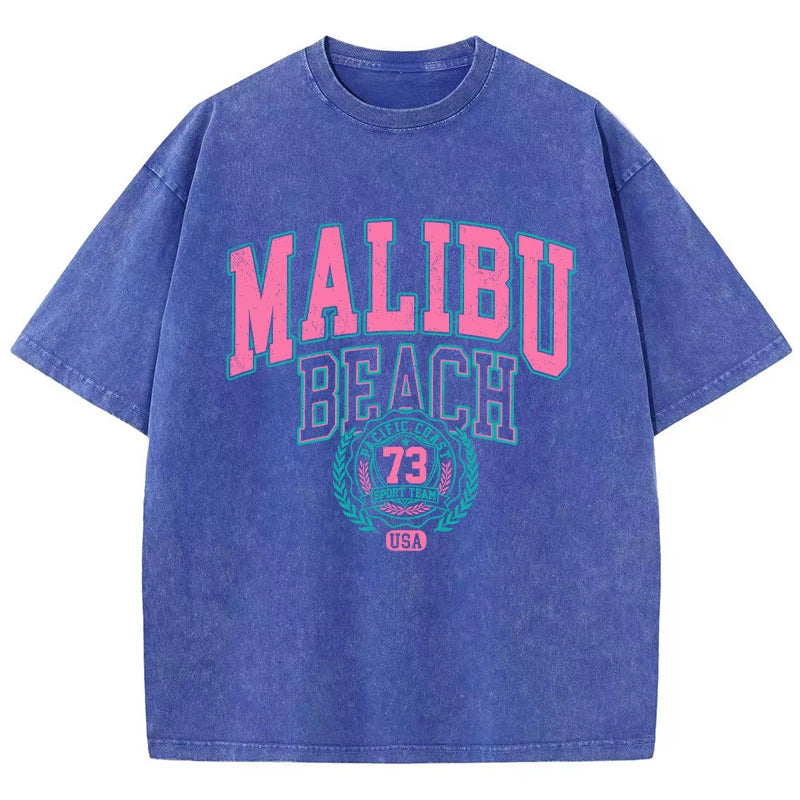 Malibu Beach Washed Crewneck Oversized Tees