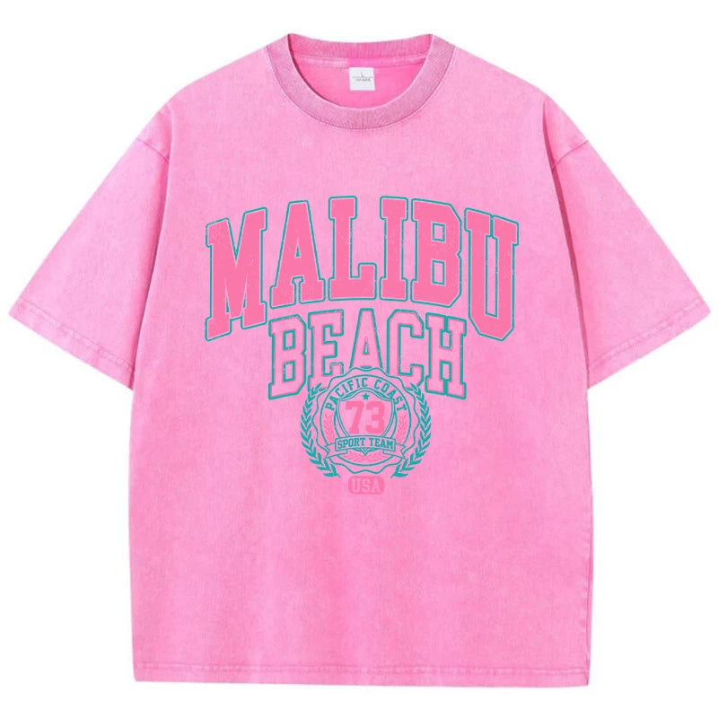 Malibu Beach Washed Crewneck Oversized Tees