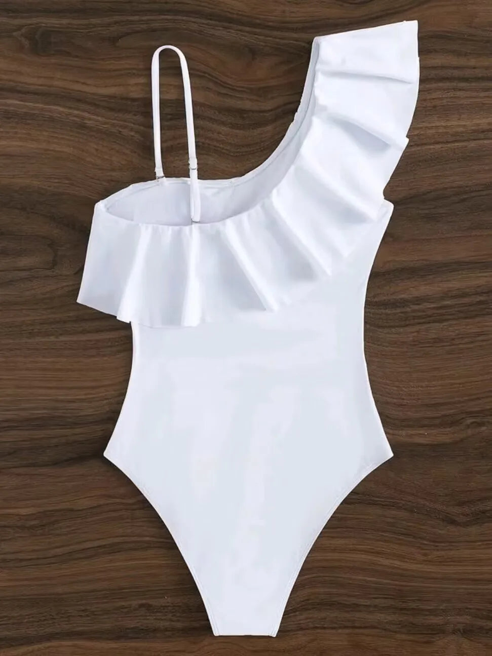 Ruffle Contrast Mesh One Piece Swimwear