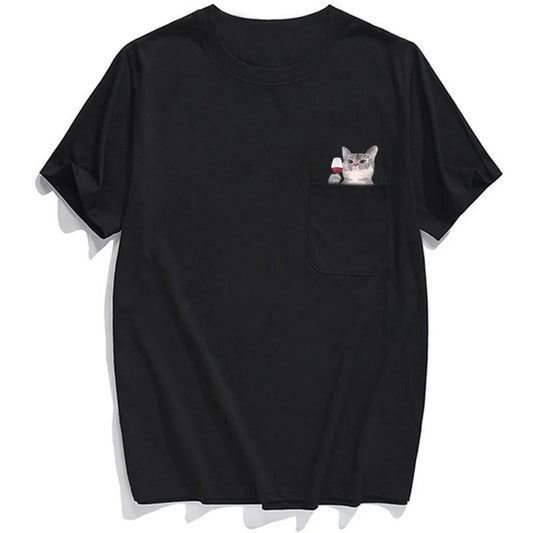 Pocket Cat Printed T-shirt