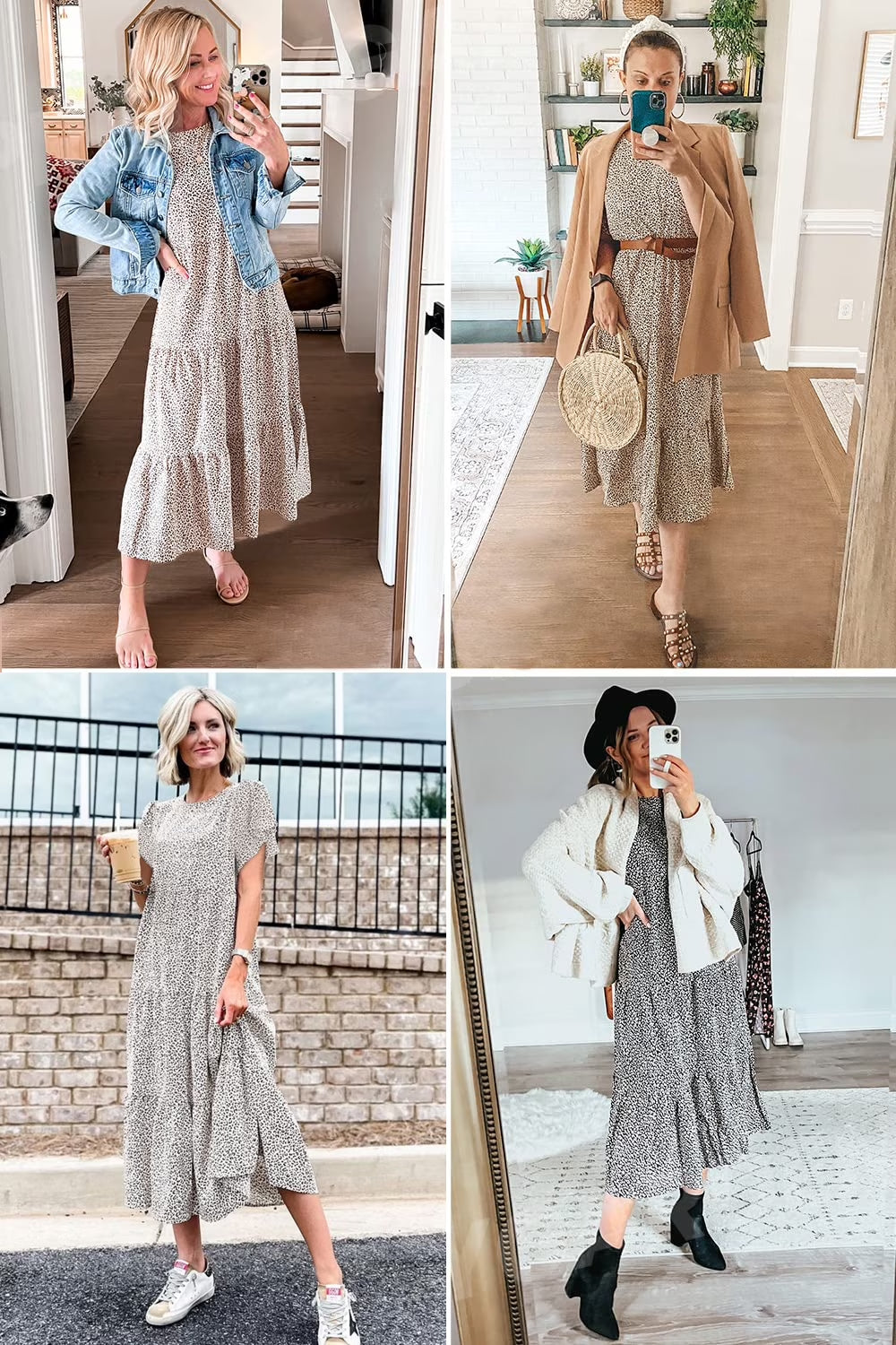 Dresses for Women Summer Casual Boho Dress Floral Print Ruffle Sleeve Midi Beach Dresses