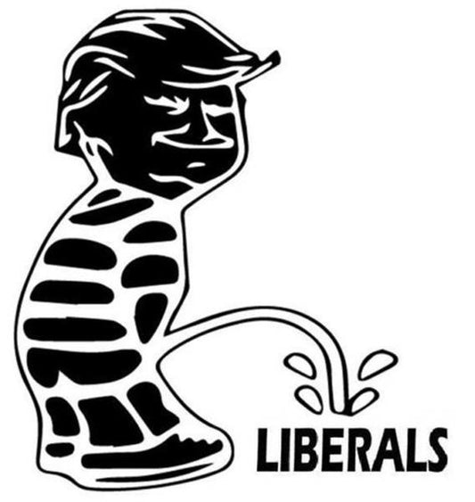 Trump pee on libreals sticker